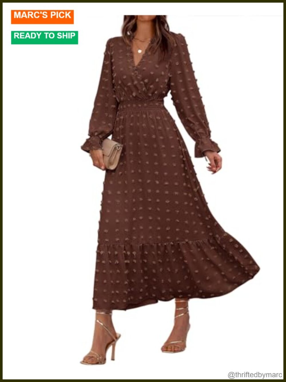 Swiss Dot V-Neck Ruffle Maxi Dress Women Fall Wedding Guest Maternity